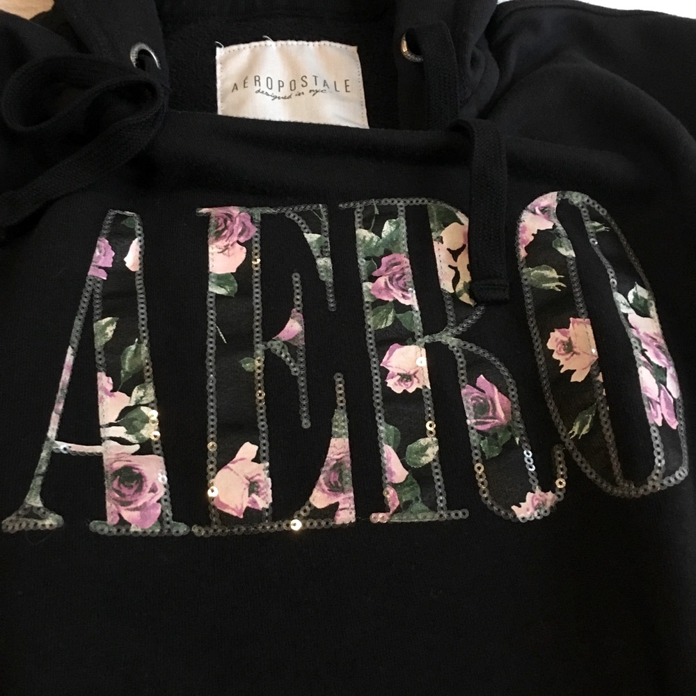 Aeropostale Black Hoodie with front pocket XS/TP - Picture 2 of 8